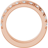 14K Gold Round Lab-Grown Diamond Single Sided Stepped-Edge Anniversary Band – 3 mm Stones - Rose Gold - view 2