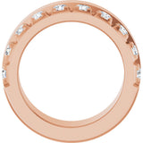 14K Gold Round Lab-Grown Diamond Single Sided Stepped-Edge Anniversary Band – 3 mm Stones - Rose Gold - view 2