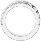 14K Gold Round Natural Diamond Single Sided Stepped-Edge Anniversary Band – 3 mm Stones - White Gold - view 2