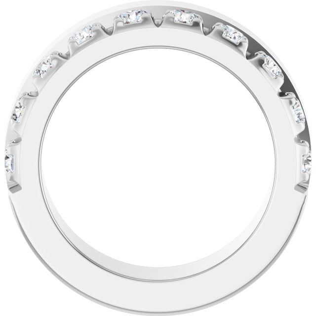 14K Gold Round Lab-Grown Diamond Single Sided Stepped-Edge Anniversary Band – 3 mm Stones - White Gold - view 2