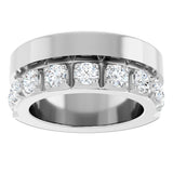 14K Gold Round Lab-Grown Diamond Single Sided Stepped-Edge Anniversary Band – 3 mm Stones - White Gold - view 3