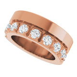 14K Gold Round Lab-Grown Diamond Single Sided Stepped-Edge Anniversary Band – 3 mm Stones - Rose Gold - view 5