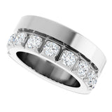 14K Gold Round Lab-Grown Diamond Single Sided Stepped-Edge Anniversary Band – 3 mm Stones - White Gold - view 5