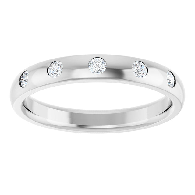 10K Gold Round Natural Diamond Five-Stone Anniversary Band – 1 mm Stones - White Gold - view 3