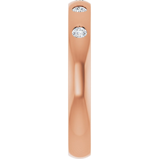 10K Gold Round Lab-Grown Diamond Five-Stone Anniversary Band – 1 mm Stones - Rose Gold - view 4