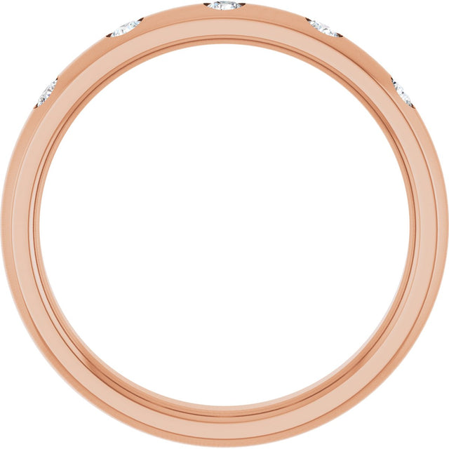 10K Gold Round Natural Diamond Five-Stone Anniversary Band – 1 mm Stones - Rose Gold - view 2