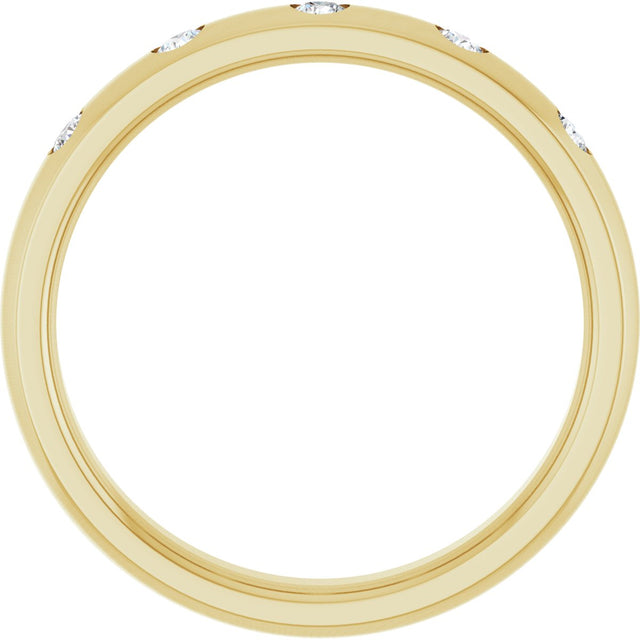 10K Gold Round Natural Diamond Five-Stone Anniversary Band – 1 mm Stones (.025 CTW) - Yellow Gold - view 2