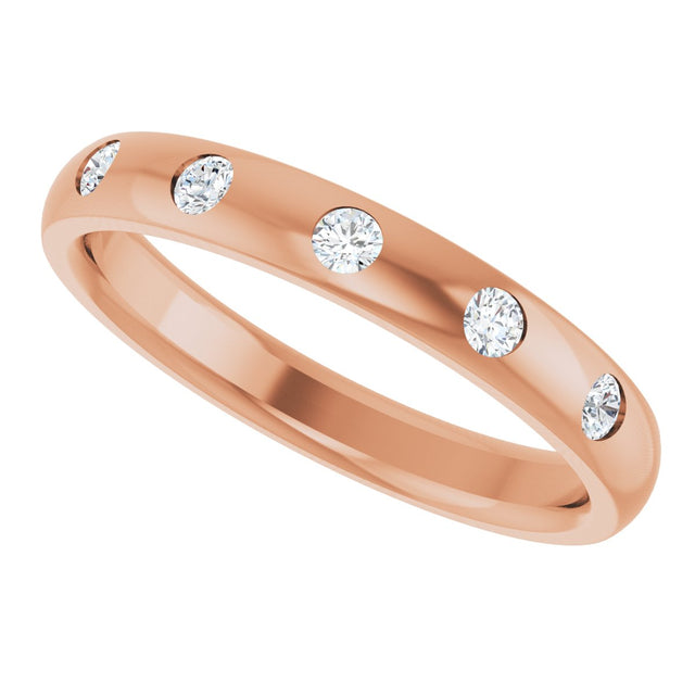 14K Gold Round Natural Diamond Five-Stone Anniversary Band – 1 mm Stones (.025 CTW) - Rose Gold - view 5