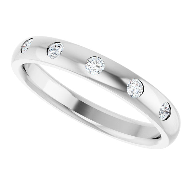 10K Gold Round Lab-Grown Diamond Five-Stone Anniversary Band – 1 mm Stones - White Gold - view 5