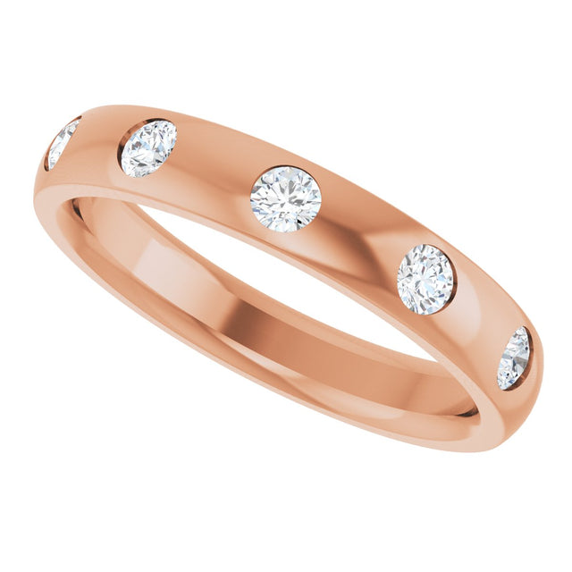 10K Gold Round Lab-Grown Diamond Five-Stone Anniversary Band – 1.5 mm Stones - Rose Gold - view 5