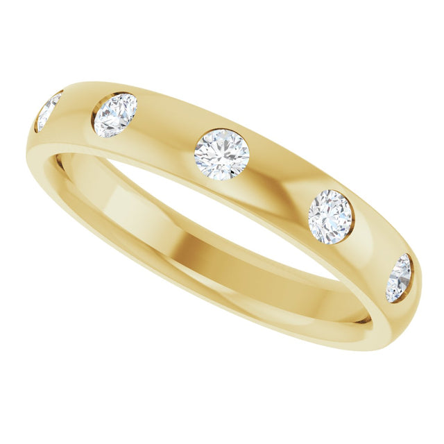 10K Gold Round Lab-Grown Diamond Five-Stone Anniversary Band – 1.5 mm Stones (.07 CTW) - Yellow Gold - view 5