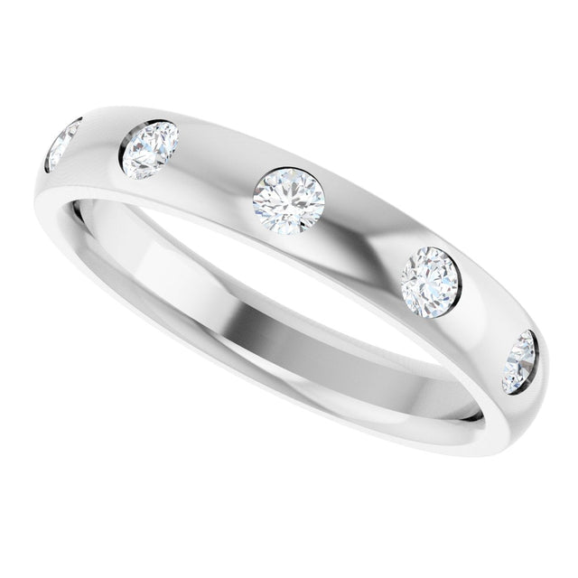 10K Gold Round Lab-Grown Diamond Five-Stone Anniversary Band – 1.5 mm Stones (.07 CTW) - White Gold - view 5