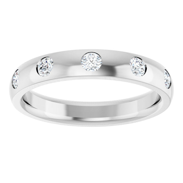 10K Gold Round Lab-Grown Diamond Five-Stone Anniversary Band – 1.5 mm Stones (.07 CTW) - White Gold - view 3