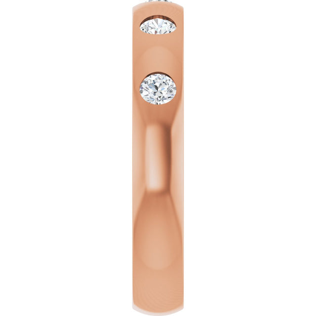 10K Gold Round Natural Diamond Five-Stone Anniversary Band – 1.5 mm Stones - Rose Gold - view 4