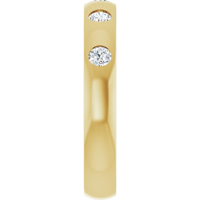 10K Gold Round Natural Diamond Five-Stone Anniversary Band – 1.5 mm Stones - Yellow Gold - view 4