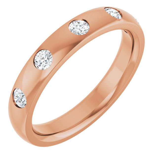 14K Gold Round Lab-Grown Diamond Five-Stone Anniversary Band – .025–.07 CTW - Rose Gold