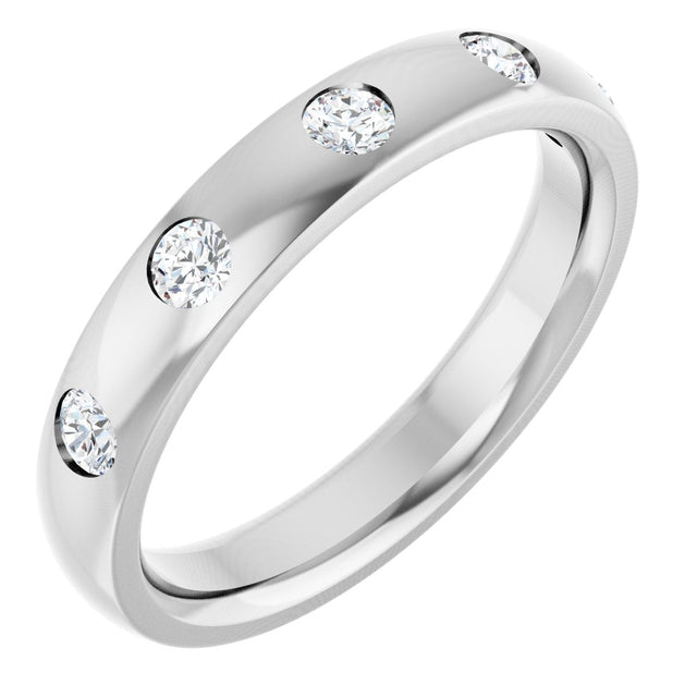 Platinum Round Lab-Grown Diamond Five-Stone Anniversary Band – .02–.08 CTW