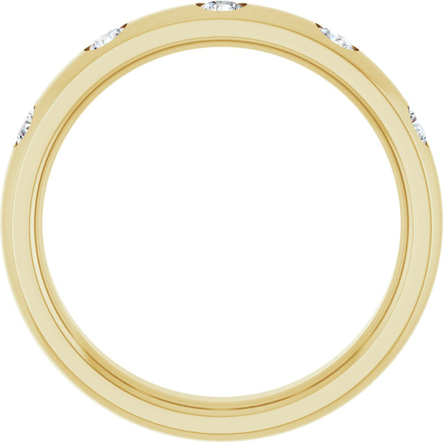 10K Gold Round Lab-Grown Diamond Five-Stone Anniversary Band – 1.5 mm Stones (.07 CTW) - Yellow Gold - view 2