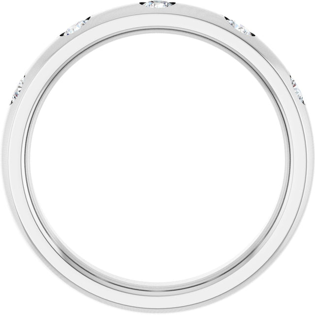 10K Gold Round Lab-Grown Diamond Five-Stone Anniversary Band – 1.5 mm Stones (.07 CTW) - White Gold - view 2