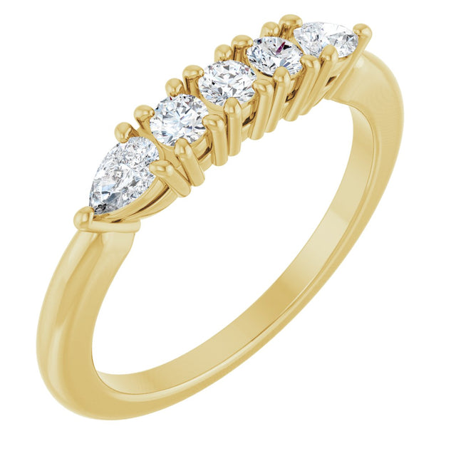 14K Gold Round Natural Diamond Anniversary Band - 3/8-9/10 CTW - Yellow Gold