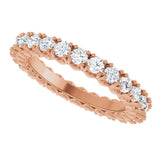 14K Gold Round Lab-Grown Diamond Hidden Heart Eternity Band - 2.5mm Stones - Rose Gold - view 5
