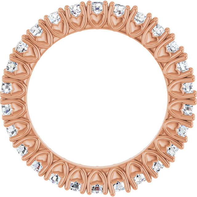14K Gold Round Lab-Grown Diamond Hidden Heart Eternity Band - 2.5mm Stones - Rose Gold - view 2