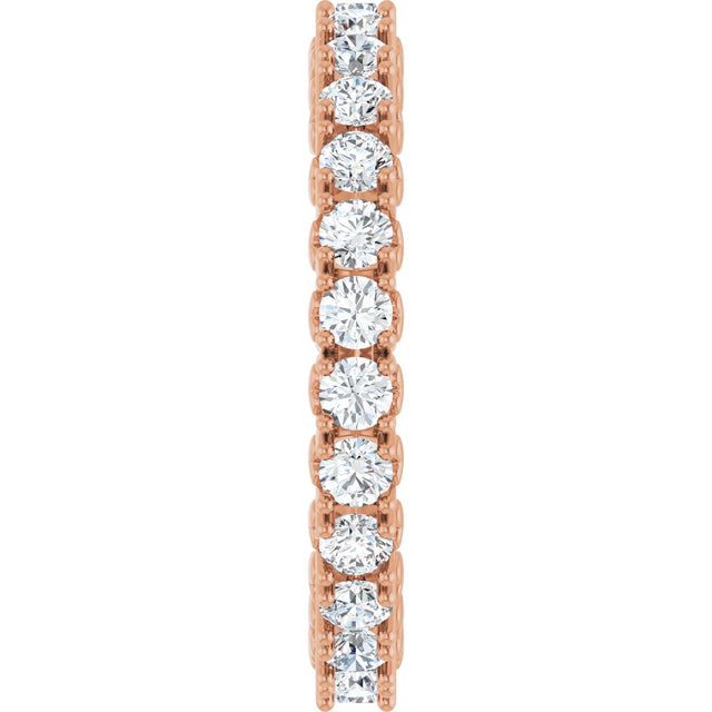 14K Gold Round Lab-Grown Diamond Hidden Heart Eternity Band - 2.5mm Stones - Rose Gold - view 4