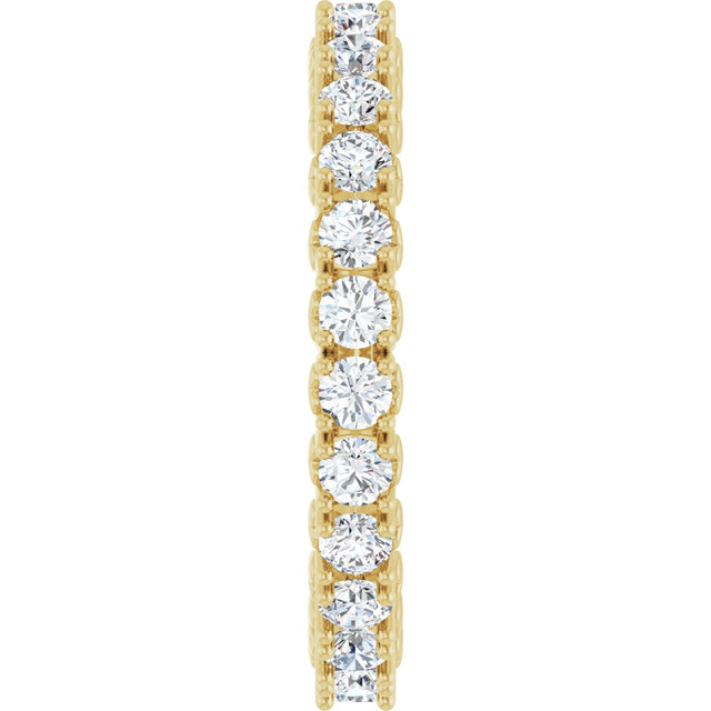 14K Gold Round Lab-Grown Diamond Hidden Heart Eternity Band - 2.5mm Stones - Yellow Gold - view 4