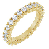 14K Gold Round Natural Diamond Hidden Heart Eternity Band - 2.5mm Stones - Yellow Gold
