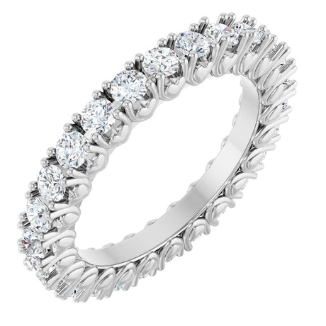 14K Gold Round Natural Diamond Hidden Heart Eternity Band - 2.5mm Stones - White Gold