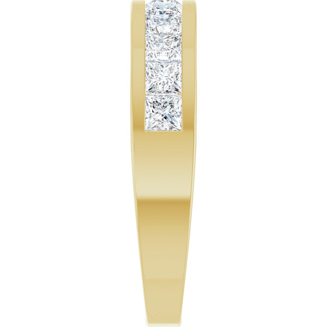 14K Gold Square Lab-Grown Diamond Channel-Set Tapered Anniversary Band – 1 CTW - Yellow Gold - view 4