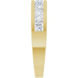 14K Gold Square Natural Diamond Channel-Set Tapered Anniversary Band – 2.5x2.5 mm Stones - Yellow Gold - view 4