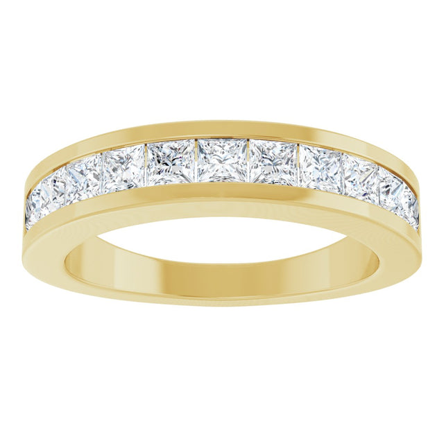 14K Gold Square Lab-Grown Diamond Channel-Set Tapered Anniversary Band – 1 CTW - Yellow Gold - view 3