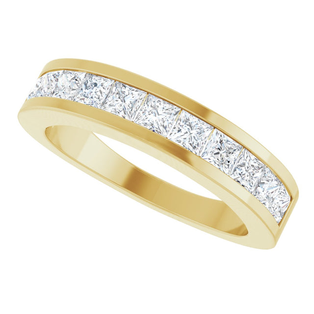 14K Gold Square Natural Diamond Channel-Set Tapered Anniversary Band – 2.5x2.5 mm Stones - Yellow Gold - view 5