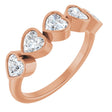 14K Gold Heart Lab-Grown Diamond Bezel-Set Five-Stone Anniversary Band - 4x4mm Stones - Rose Gold
