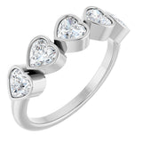 Platinum Heart Natural Diamond Bezel-Set Five-Stone Anniversary Band - 4x4mm Stones