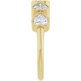 14K Gold Heart Lab-Grown Diamond Bezel-Set Five-Stone Anniversary Band - 4x4mm Stones - Yellow Gold - view 4