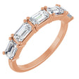 14K Gold Emerald Natural Diamond Five-Stone Anniversary Band - 5x3mm Stones - Rose Gold