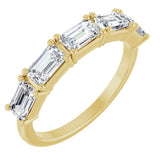 14K Gold Emerald Lab-Grown Diamond Five-Stone Anniversary Band - 5x3mm Stones - Yellow Gold