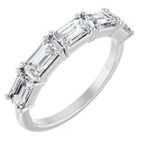 14K Gold Emerald Lab-Grown Diamond Five-Stone Anniversary Band - 5x3mm Stones - White Gold