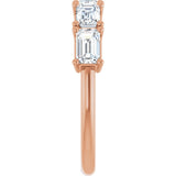 14K Gold Emerald Lab-Grown Diamond Five-Stone Anniversary Band - 5x3mm Stones - Rose Gold - view 4