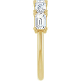 14K Gold Emerald Lab-Grown Diamond Five-Stone Anniversary Band - 5x3mm Stones - Yellow Gold - view 4