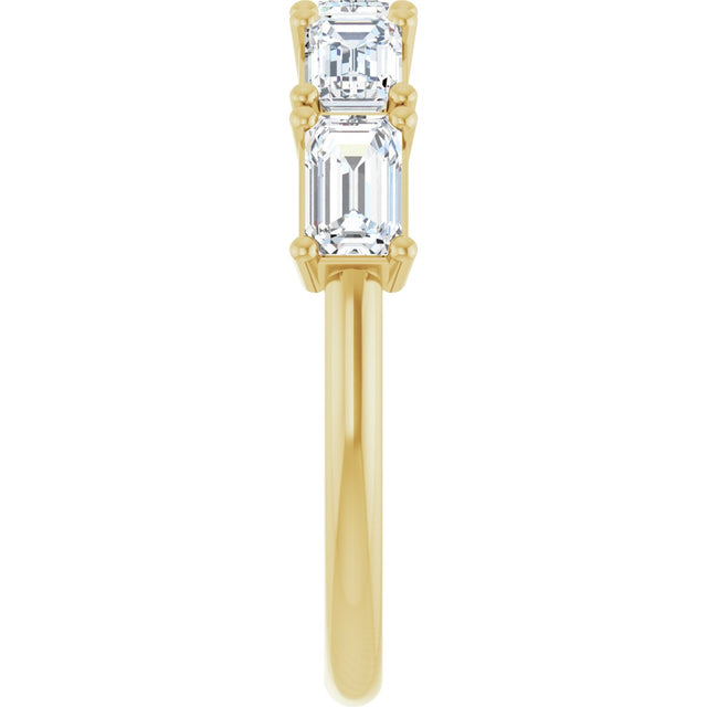 14K Gold Emerald Lab-Grown Diamond Five-Stone Anniversary Band - 5x3mm Stones - Yellow Gold - view 4