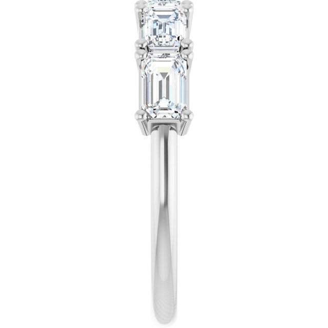 14K Gold Emerald Lab-Grown Diamond Five-Stone Anniversary Band - 5x3mm Stones - White Gold - view 4