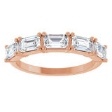 14K Gold Emerald Lab-Grown Diamond Five-Stone Anniversary Band - 5x3mm Stones - Rose Gold - view 3