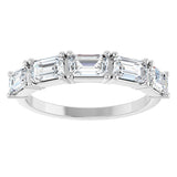 Platinum Emerald Natural Diamond Five-Stone Anniversary Band - 5x3mm Stones - view 3