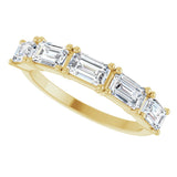 14K Gold Emerald Lab-Grown Diamond Five-Stone Anniversary Band - 5x3mm Stones - Yellow Gold - view 5