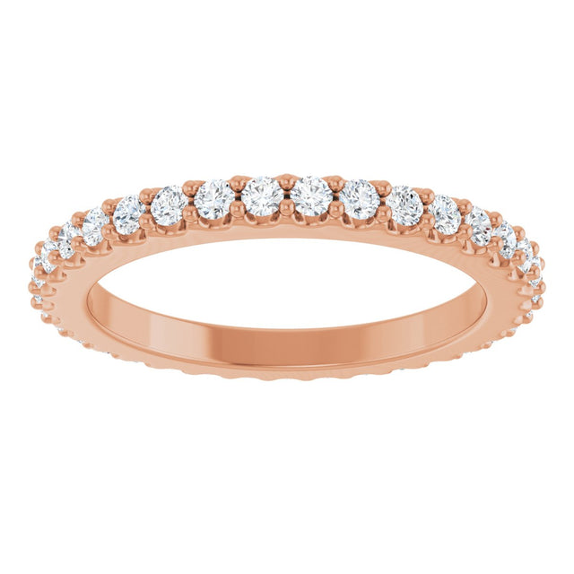 14K Gold Round Natural Diamond Shared-Prong Eternity Band – 1.5 mm Stones (1/2–5/8 CTW) .0 - Rose Gold - view 3
