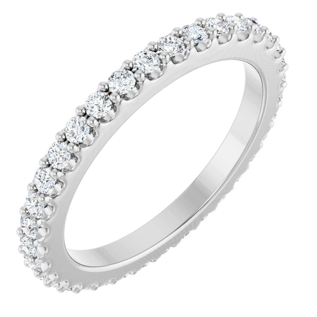 14K Gold Round Lab-Grown Diamond Shared-Prong Eternity Band – 1.5 mm Stones (1/2–5/8 CTW) - White Gold