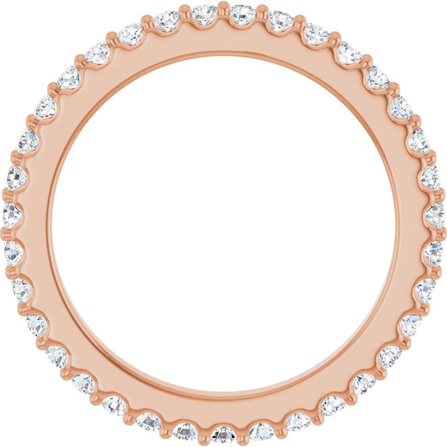 14K Gold Round Natural Diamond Shared-Prong Eternity Band – 1.5 mm Stones (1/2–5/8 CTW) .0 - Rose Gold - view 2